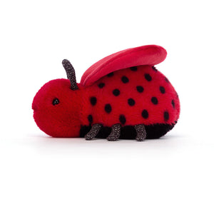 Jellycat Plüsch-Marienkäfer Loulou Love 13 cm weiches rotes Kuscheltier mit schwarzen Punkten