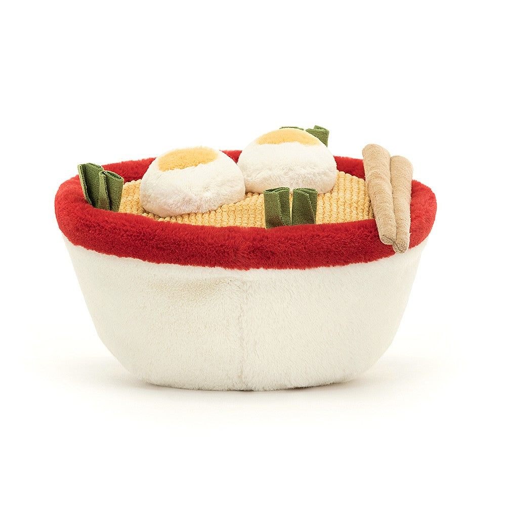 Jellycat Plüsch-Ramen-Suppe 17 cm Kuscheltier mit freundlichem Gesicht und Essstäbchen