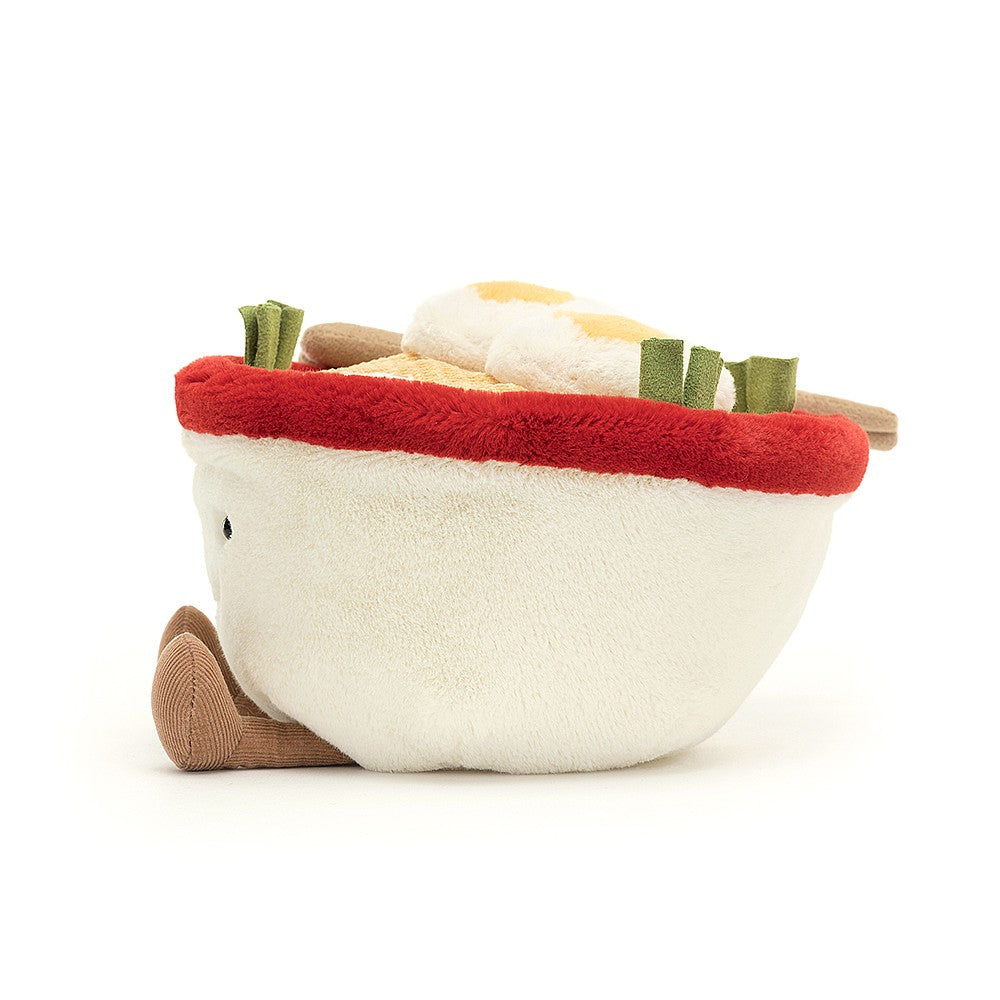 Jellycat Plüsch-Ramen-Suppe 17 cm Kuscheltier mit freundlichem Gesicht und Essstäbchen