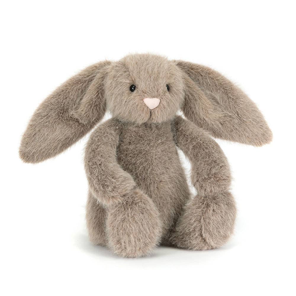 Jellycat Plüschhase Flufflet Fawn in Grau mit großen Ohren und knuddeligem Körper