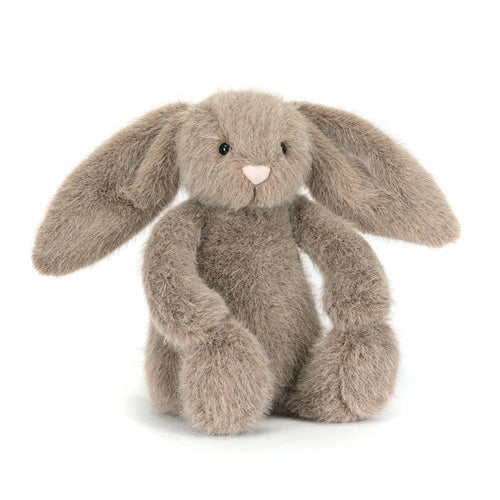 Jellycat Plüschhase Flufflet Fawn in Grau mit großen Ohren und knuddeligem Körper
