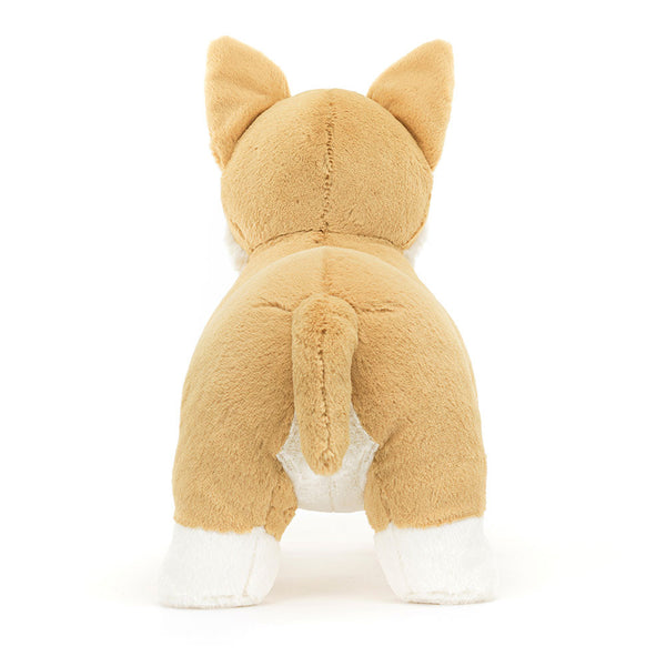 Plüschhund Corgi Betty 34 cm von Jellycat, weiches braun-weißes Kuscheltier von hinten