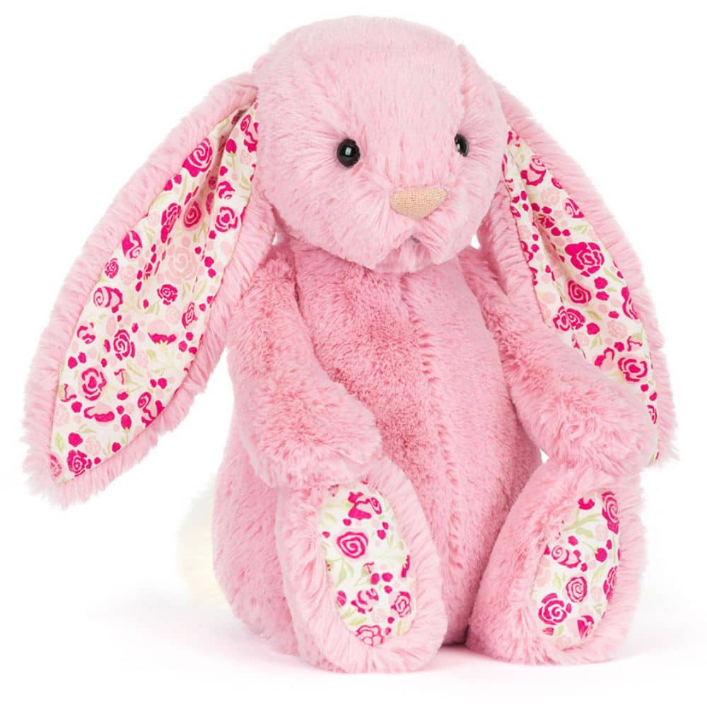Jellycat Plüschkaninchen LUX mit Blumenöhrchen in Rosa, ideal zum Kuscheln und Spielen