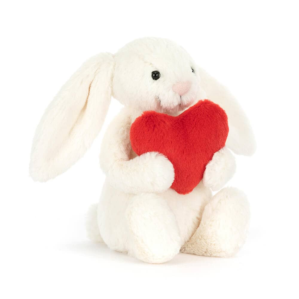 Jellycat Plüschkaninchen mit rotem Herzen, ideal als kuscheliges Geschenk für Kinder