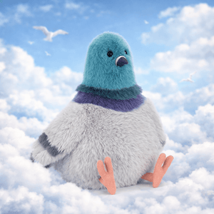 Jellycat Plüschtaube Strutton 22 cm in grauem und blauen Design, weich und knuddelig