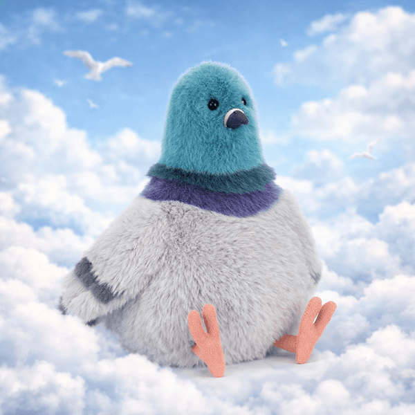 Jellycat Plüschtaube Strutton 22 cm in grauem und blauen Design, weich und knuddelig