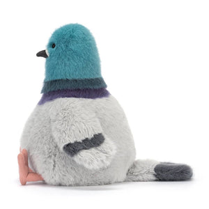 Jellycat Plüschtaube Strutton 22 cm in Grau mit blauen Akzenten und weichem Fell