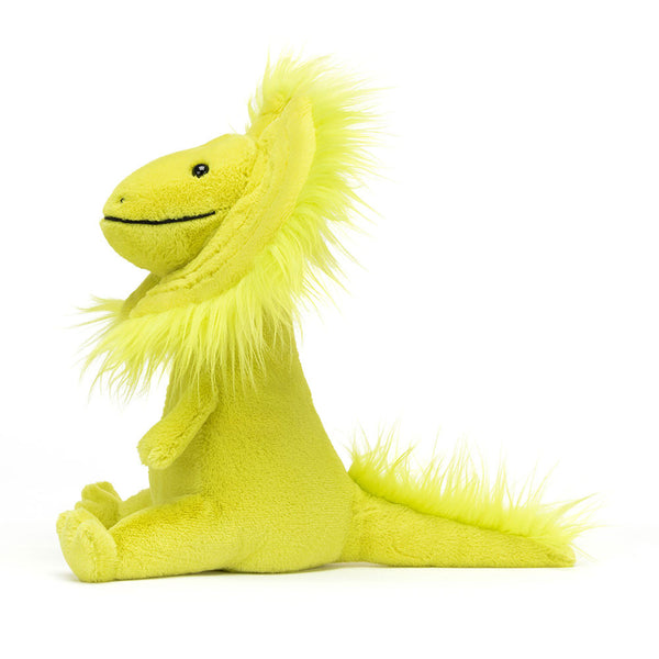 Jellycat Plüsch-Dinosaurier – Dilophosaurus 27 cm in leuchtendem Gelb mit weichem Fell