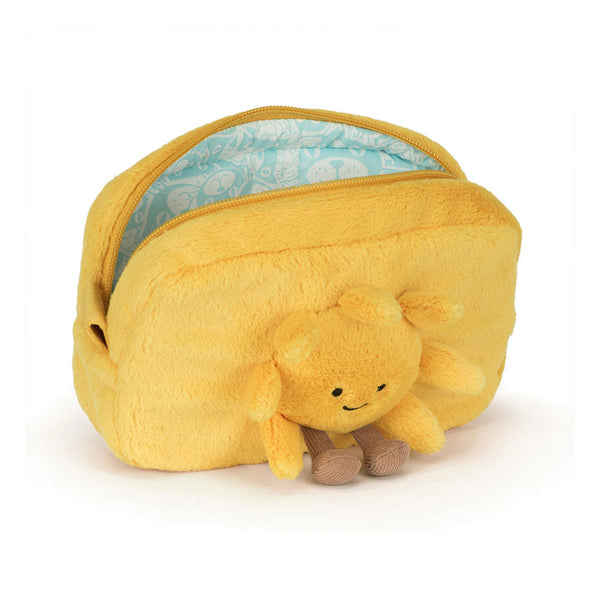 Jellycat Plüsch-Federtasche Schminktasche Lächelnder Sonnenschein 19 cm aus weichem Stoff mit Reißverschluss