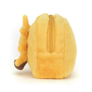 Jellycat Plüsch-Federtasche Schminktasche Lächelnder Sonnenschein 19 cm aus weichem gelbem Plüsch
