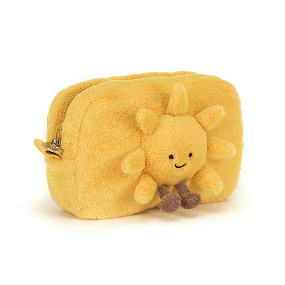 Jellycat Plüsch-Federtasche, Schminktasche - Lächelnder Sonnenschein 19 cm aus weichem Plüsch