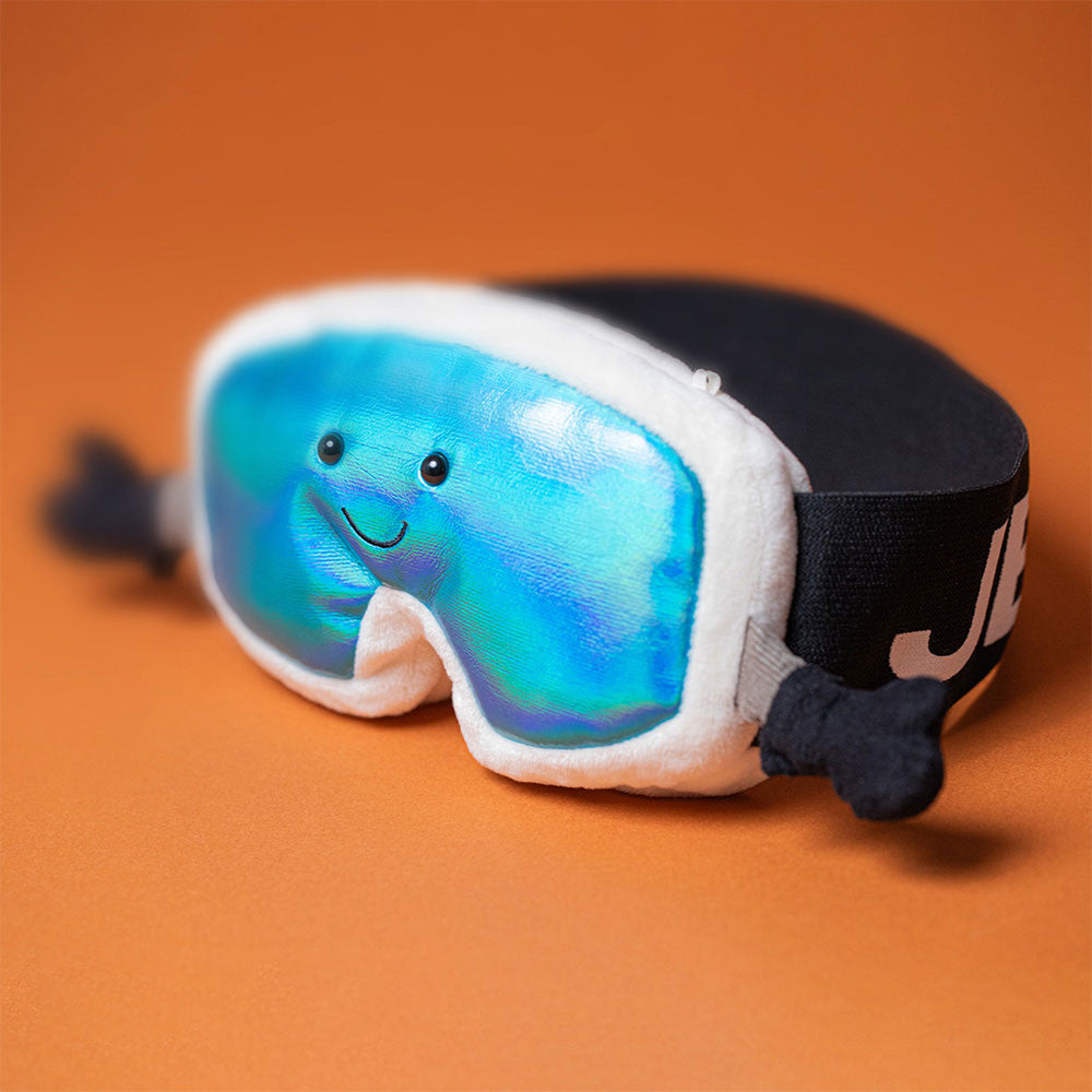 Jellycat Plüsch Jolly Skibrille 17 cm mit lachendem Gesicht und blauem Spiegelglas