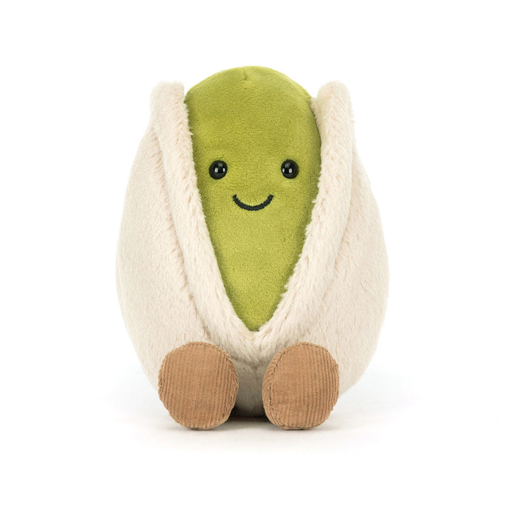 Jellycat Kuscheltier Plüsch Pistazie 14 cm mit niedlichem Gesicht und weichen braunen Füßen