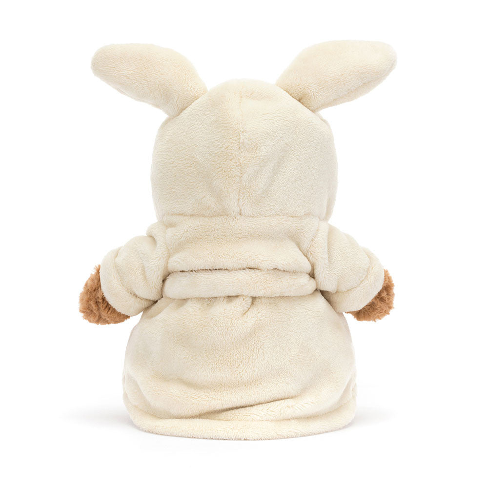 Jellycat Plüschbär – Bartholomäus im Bademantel 26 cm weicher brauner Teddybär mit Kapuze