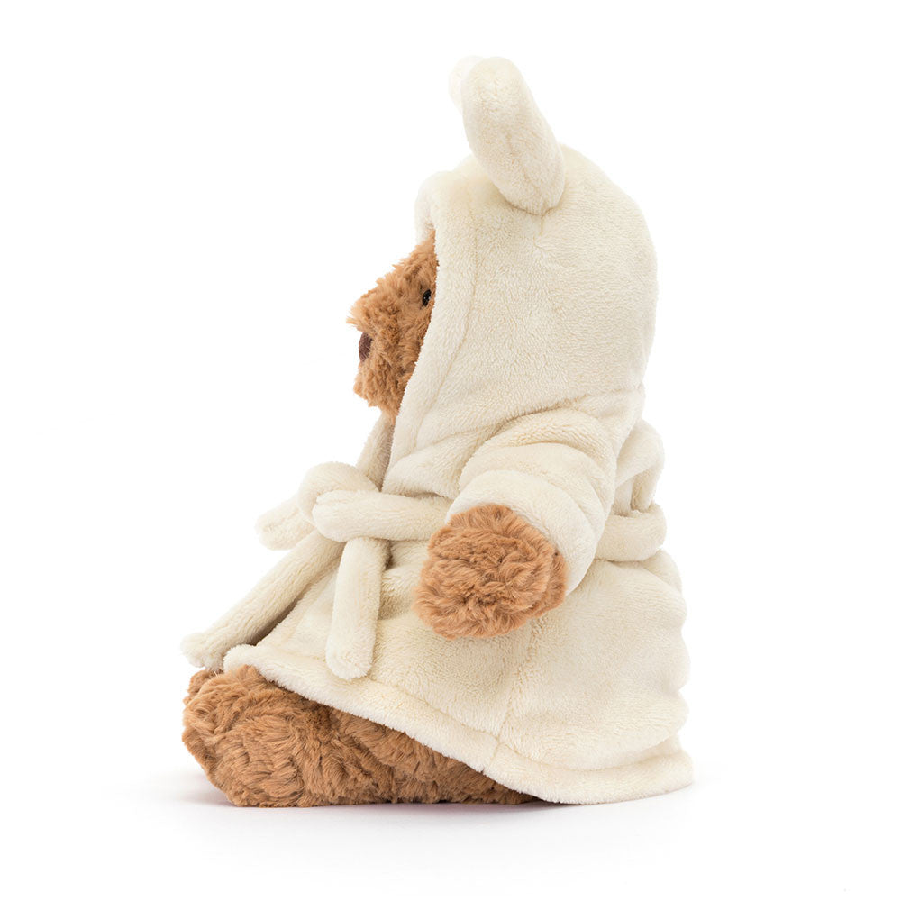 Jellycat Plüschbär – Bartholomäus im Bademantel 26 cm weicher brauner Teddybär mit Kapuze