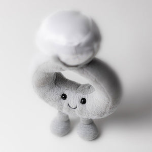 Jellycat Plüschring – Mit Diamant 20 cm in Grau mit freundlich lächelndem Gesicht und weichem Stoff