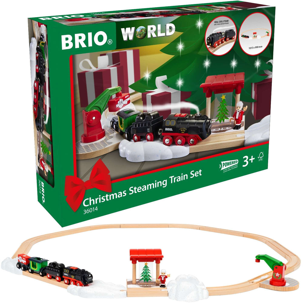 Weihnachts-Set mit batteriebetriebener Dampfeisenbahn