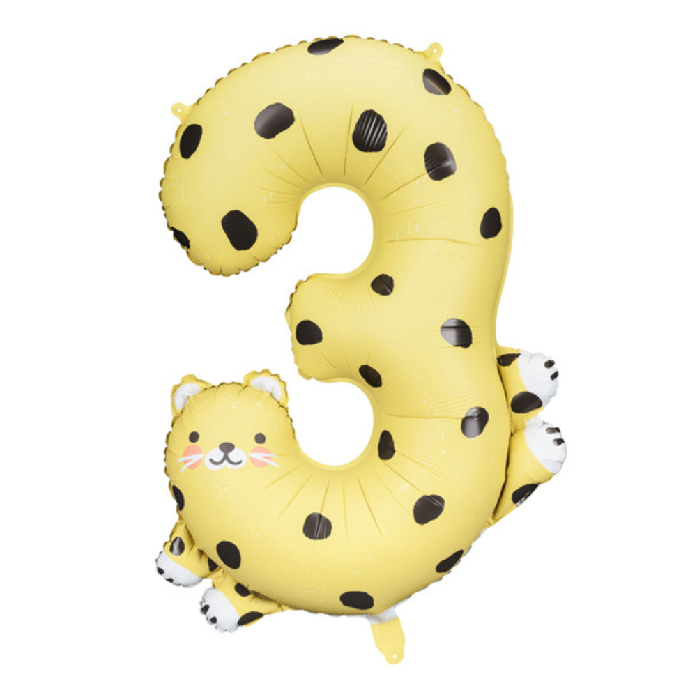 Folienballon 98 cm – Zahl 3 Gepard