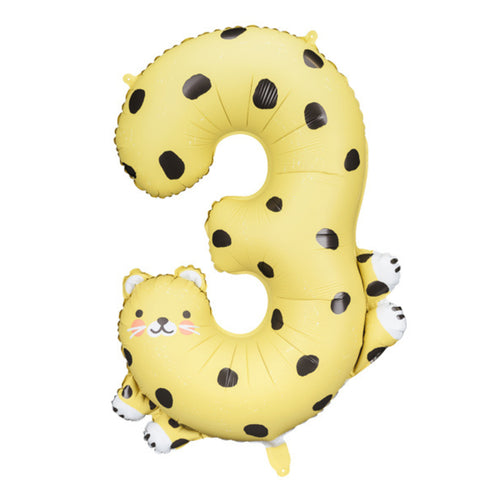 Folienballon 98 cm – Zahl 3 Gepard