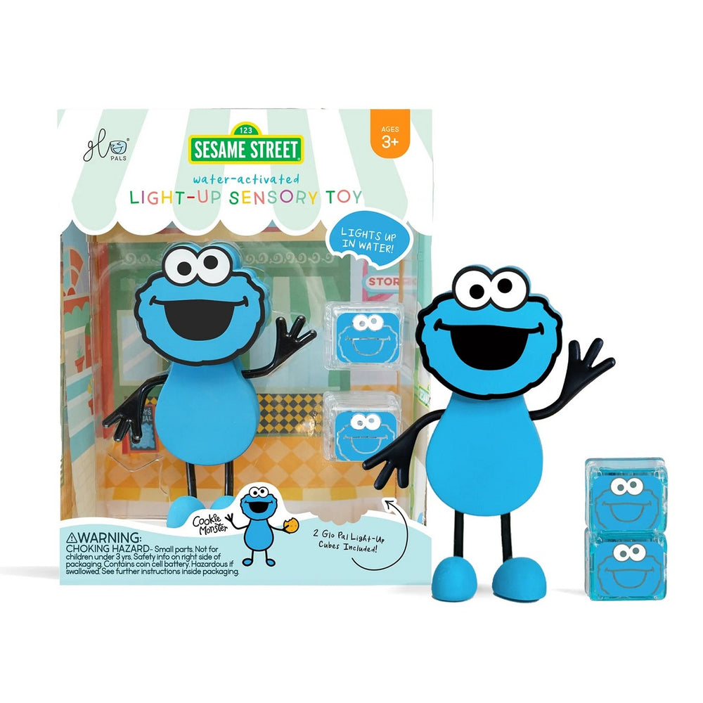 Badefigur Cookie Monster – Set mit zwei im Wasser leuchtenden Sensorikwürfeln - Tublu.de