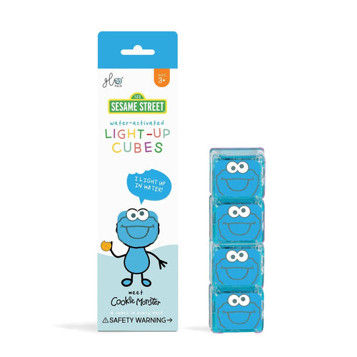 Sensorik-Würfel, die im Wasser leuchten Cookie Monster Sesamstraße – blau - Tublu.de