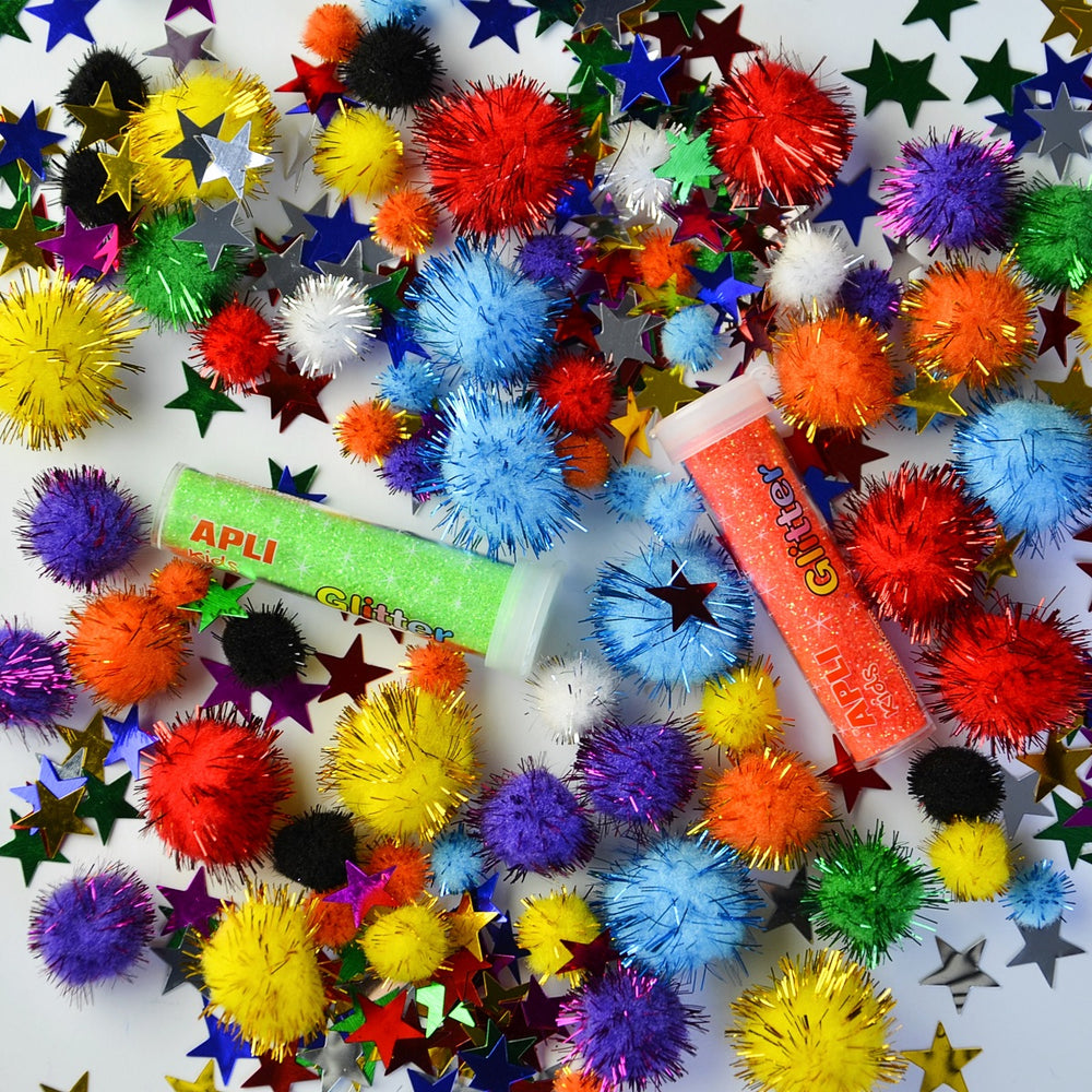 Set mit sensorischen Accessoires – Pompons, Sterne, Glitzer - Tublu.de