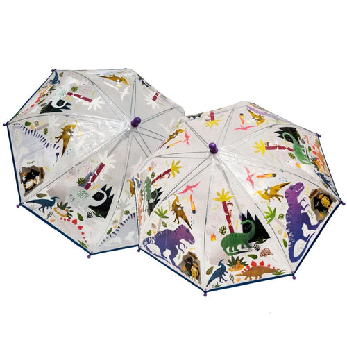 Transparenter Regenschirm, der seine Farbe wechselt – Dinosaurier - Tublu.de