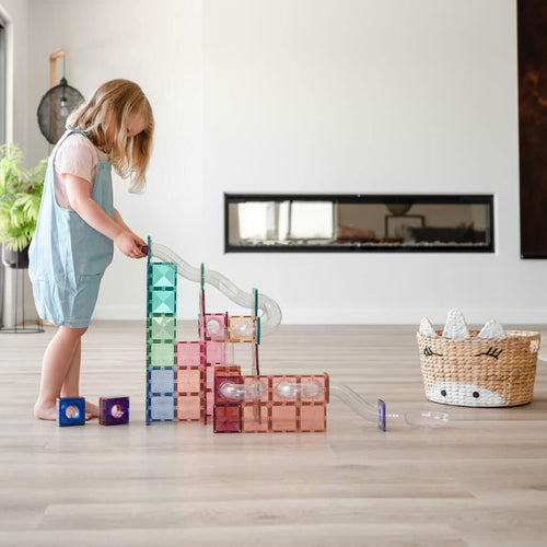 Magnetbausteine-Kugelbahn – Pastell-Kugelbahn-Erweiterungsset 80 Teile - Tublu.de