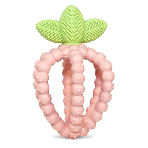 Beißring Saftige Himbeere mit Blättern – Rosa