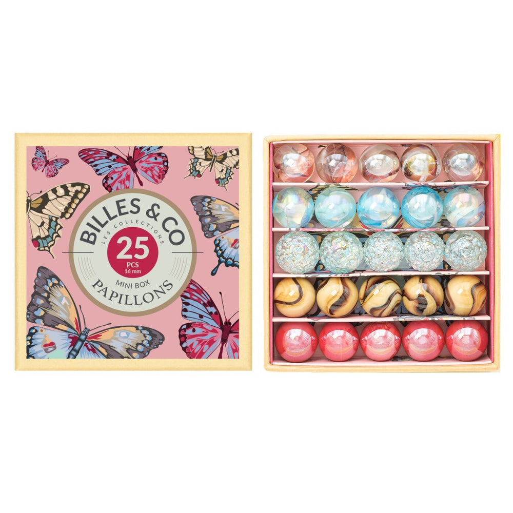 Glasperlen – Rosa Schmetterlinge, 25 Stück