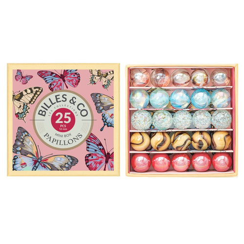 Glasperlen – Rosa Schmetterlinge, 25 Stück