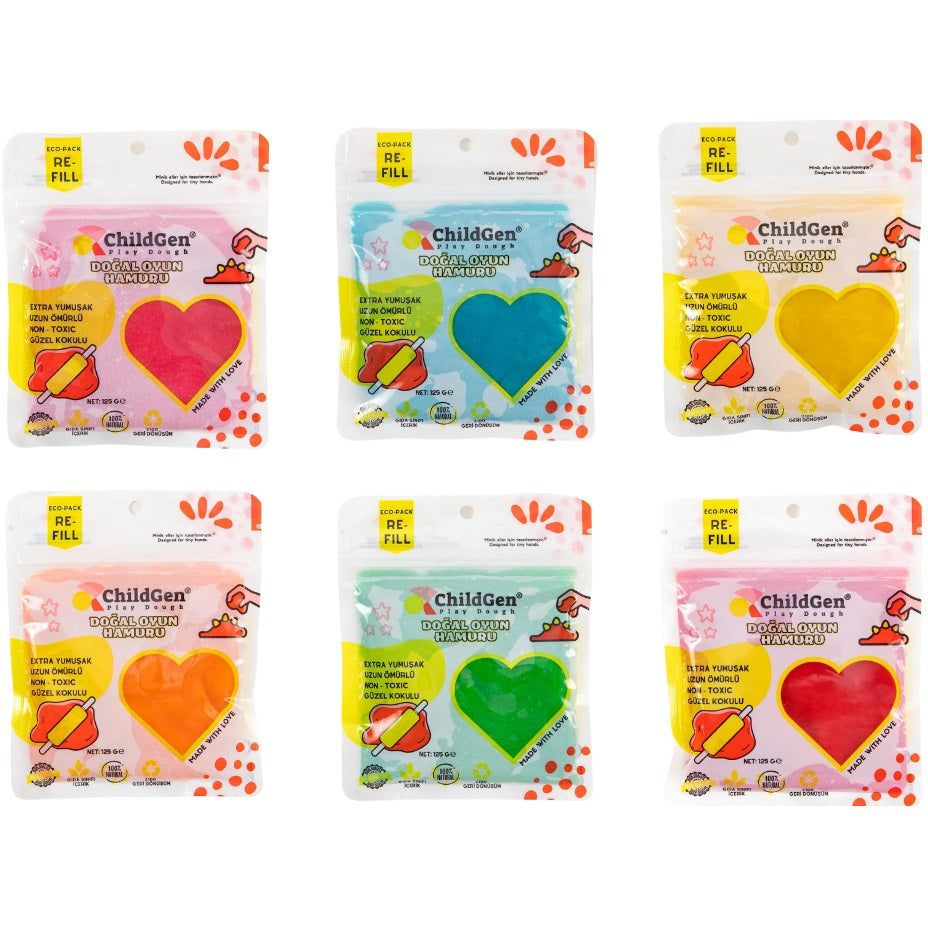 Natürliche Knete zum Spielen Re-Fill – Grundfarben 6 Stück - Tublu.de