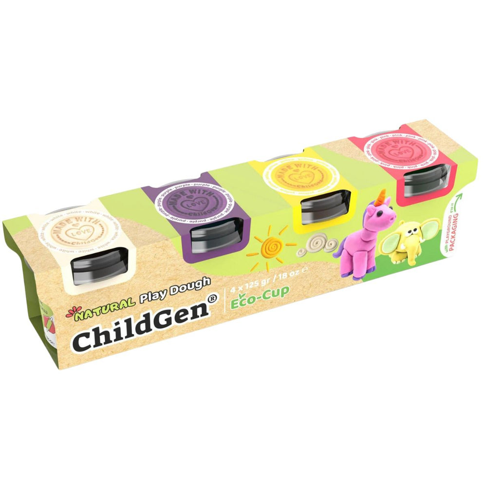 Natürliche Knete in Öko-Bechern – Weiß, Rosa, Violett, Gelb - Tublu.de