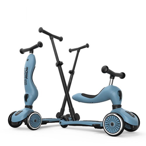Rutschauto und Roller mit Lenker Highwaykick 1 Push and Go 2in1 1-5 Jahre - Steel
