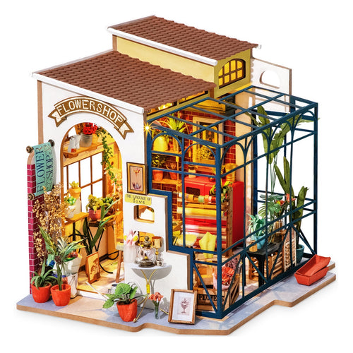 Holzbausatz mit LED Blumengeschäft