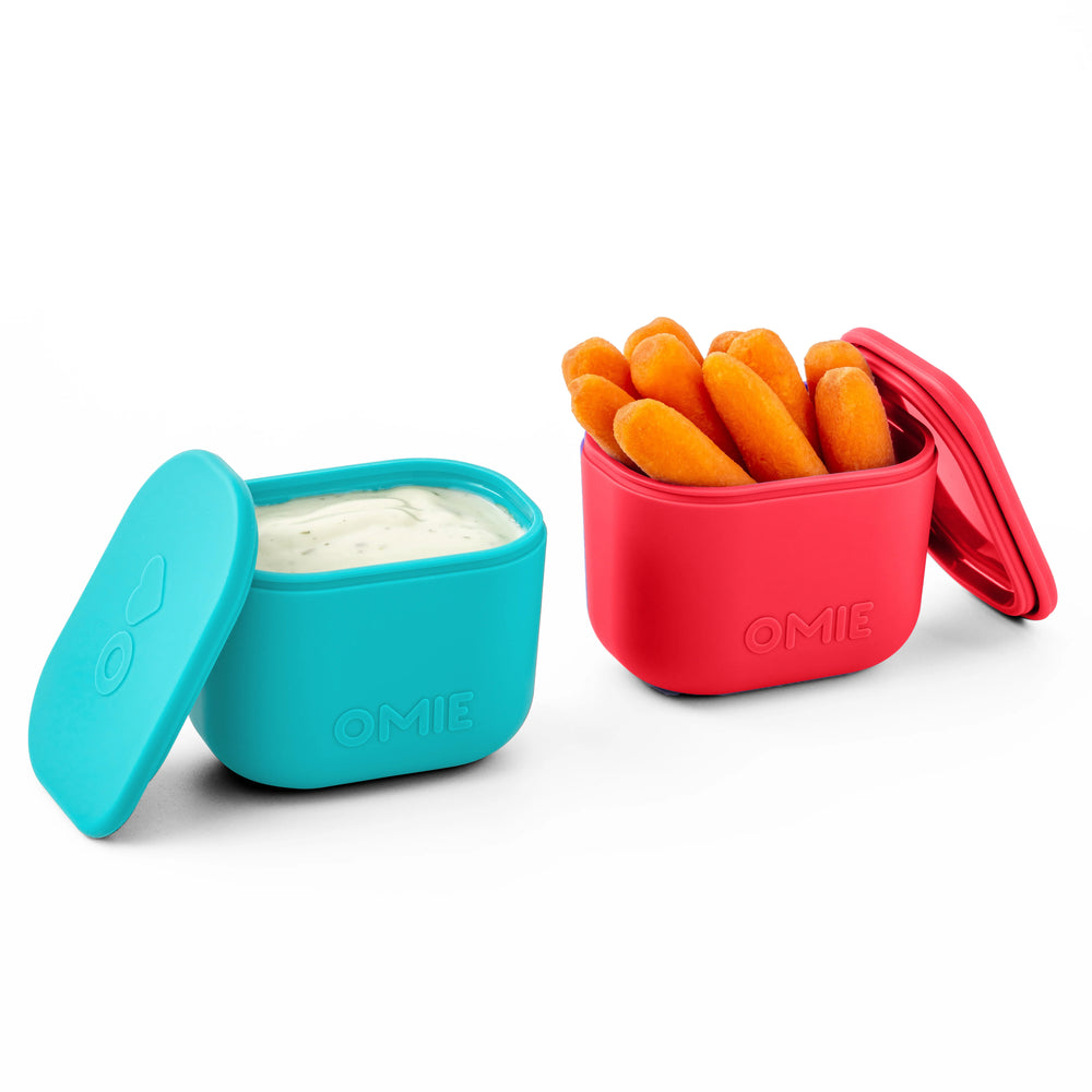 Zwei luftdichte Behälter für die Lunchbox OmieBox UP Dip – Pink Teal