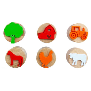 Holzstempel-Set – Bauernhof, 6 Stück - Tublu.de