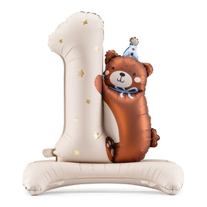 Folienballon – Zahl „1” mit Teddybär 81 x 72 cm