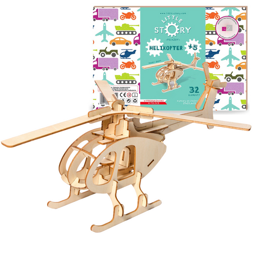 Holzpuzzle 3D-Modell – Hubschrauber