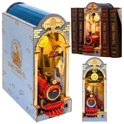 Holzbausatz mit LED Book Nook Zeitreise