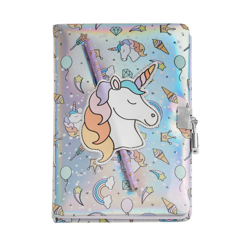 Holografisches Tagebuch mit Schloss – Einhorn