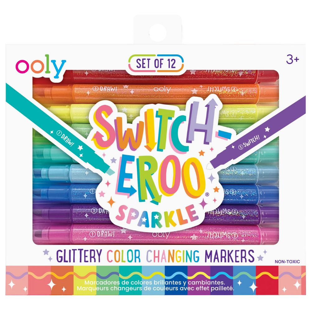 Farbwechselnde Filzstifte mit Glitzer – Switch-Eroo, 12er-Set