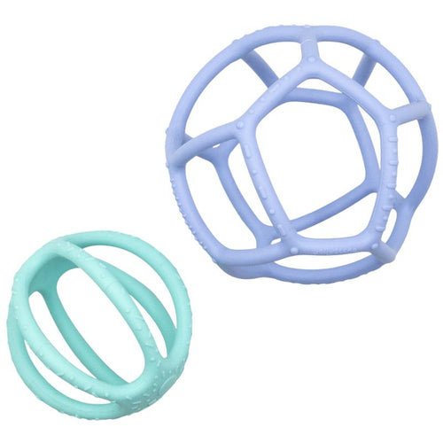 Sensorik-Set: Ball & Beißring 2-in-1 – Blau & Mint