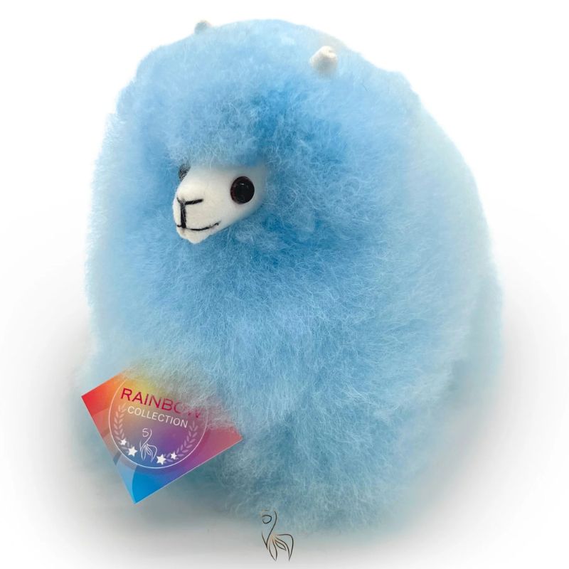 Fluffiges Alpaka-Kuscheltier Rainbows – Baby Blue 15 cm