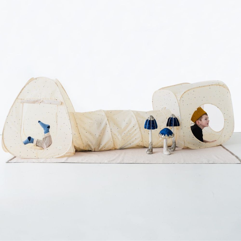 3-in-1-Zelt-Set für Kinder mit Tunnel  - Terrazzo Beige