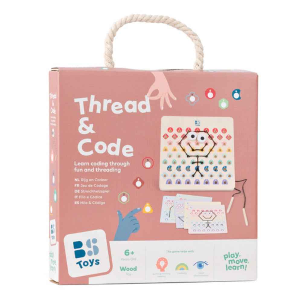 Drewniana tablica do kodowania BS Toys - Przeplatanka z kartami pracy
