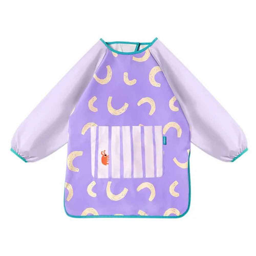 Kinder-Malschürze – Wasserdicht, Lila, mit Ärmeln & Tasche