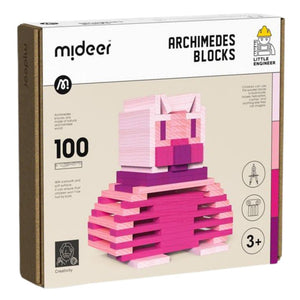 Holzbausteine Archimedes – Rosatöne, 100 Teile