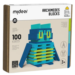 Holzbausteine Archimedes – Kühle Farben, 100 Teile