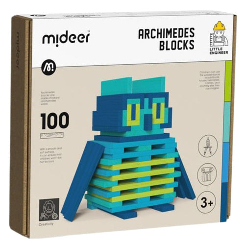 Holzbausteine Archimedes – Kühle Farben, 100 Teile